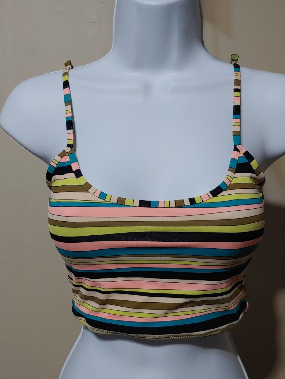 Volcom Multicolor Striped Bikini Bottom with Gold Logo